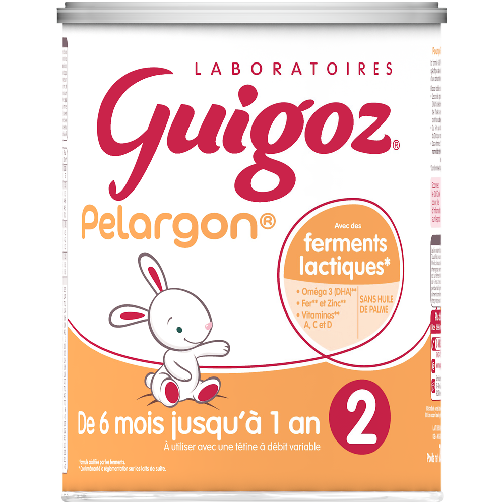 Lait infantile en poudre 2ème âge 6-12M GUIGOZ PELARGON - Boîte 780g