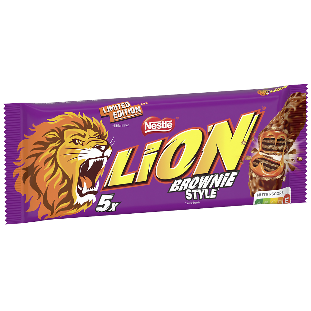 Barres de chocolat au lait brownie LION - 5 barres de 30g