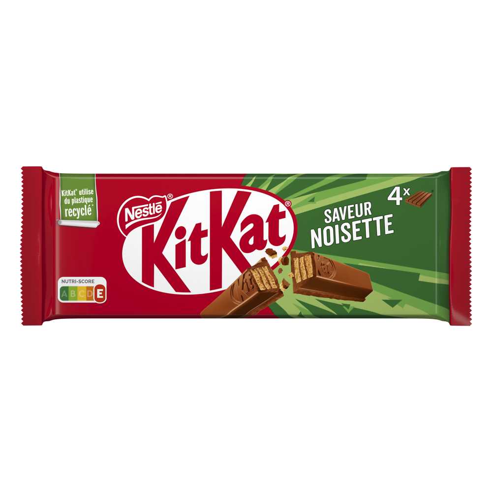 Barres de chocolat au lait saveur noisettes KITKAT - 4 barres de 41,5g