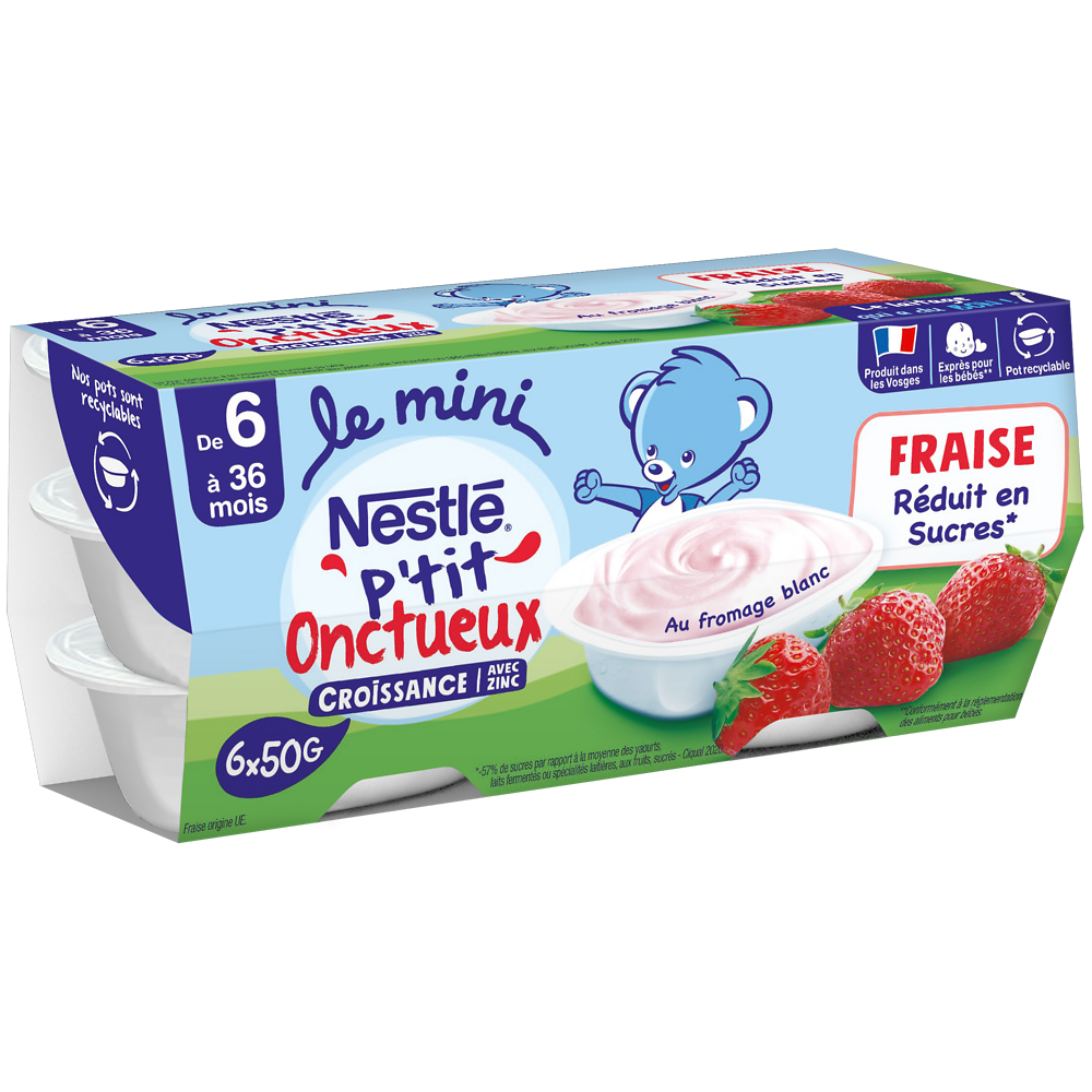 P'tit onctueux croissance mini fraise dés 6 mois NESTLE 6x50g