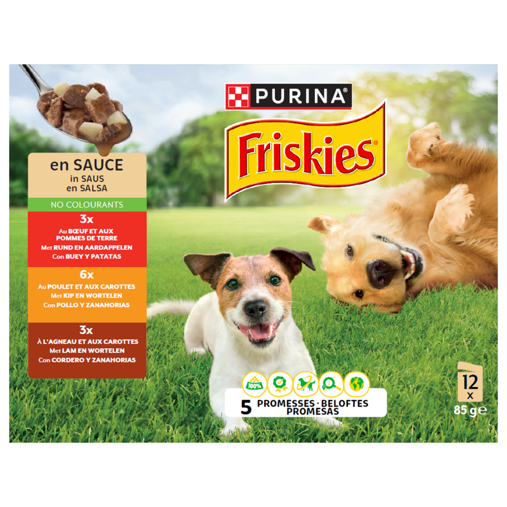 FRISKIES aux Viandes et Légumes en Sauce - 12 x 85 g - Boîte