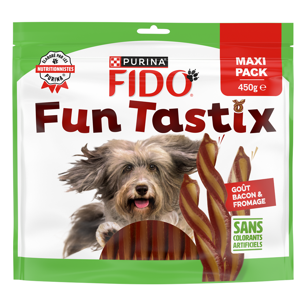 Friandises pour chien Funtastix Goût Bacon et Fromage FIDO - 450g