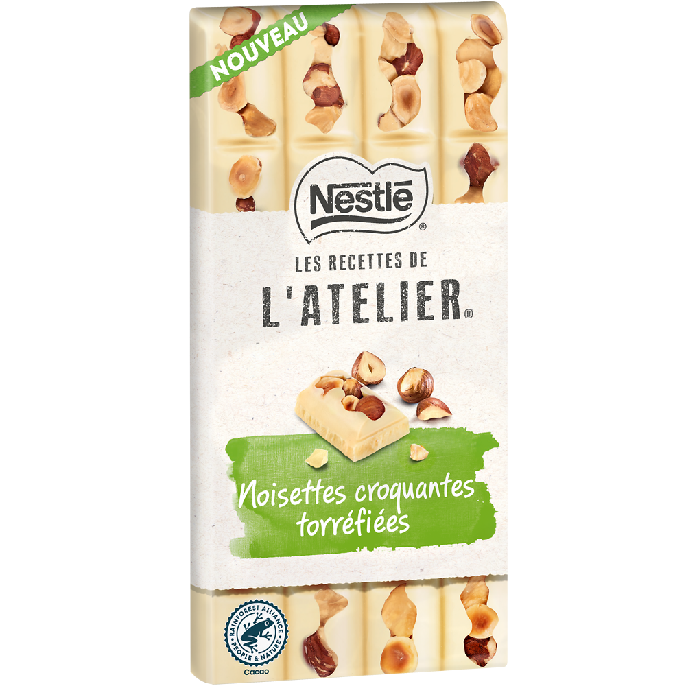 Chocolat blanc noisettes torréfiées NESTLE L'ATELIER - Tablette 150g