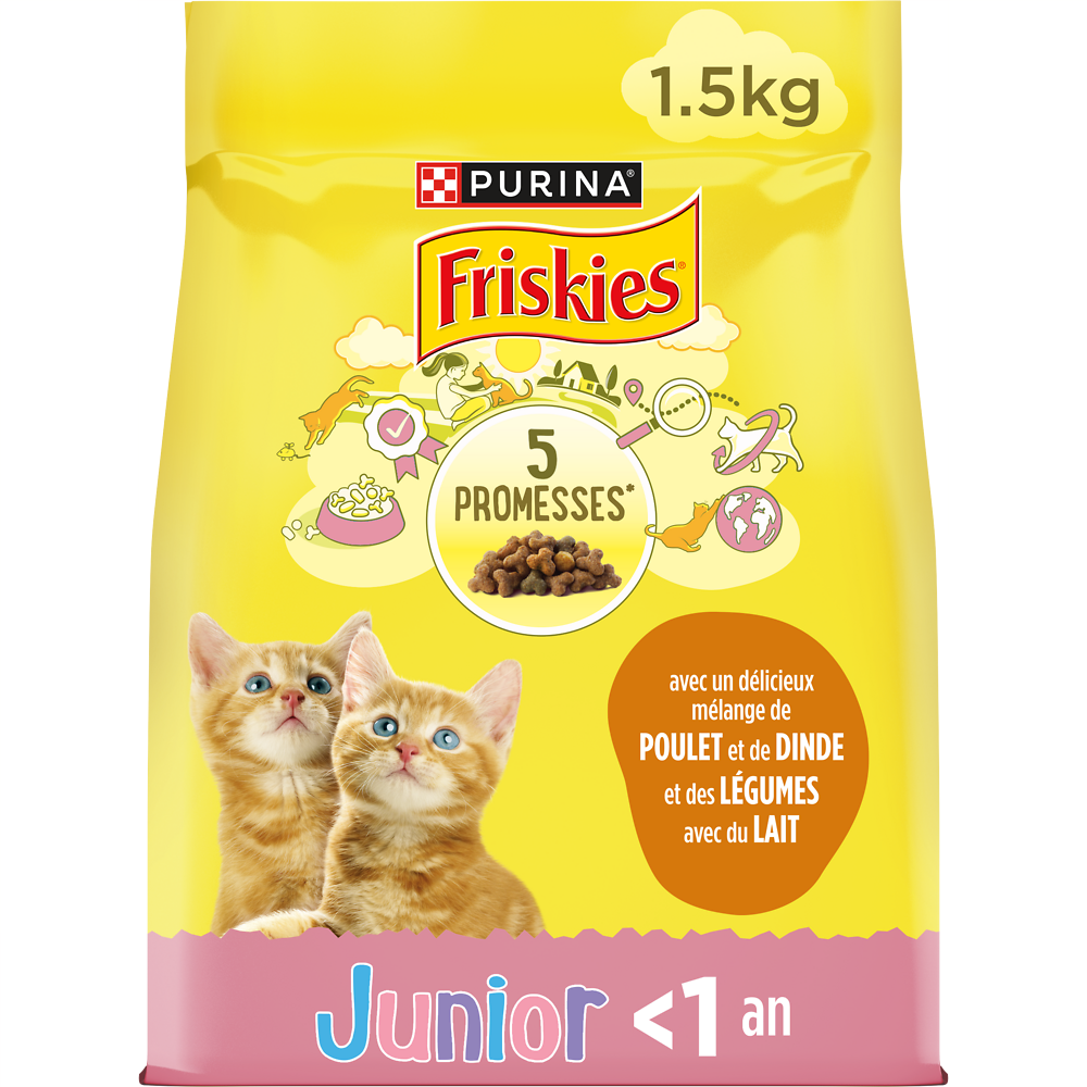 Croquettes pour chatons Junior Poulet et Dinde FRISKIES - 1,5kg