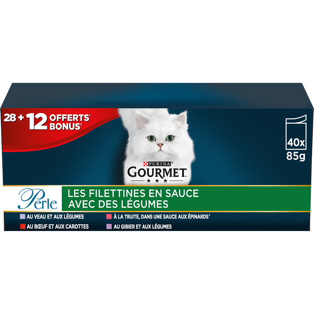 Sachets fraîcheur Filettines avec Légumes PURINA gourmet perle 40x85g(28+12)