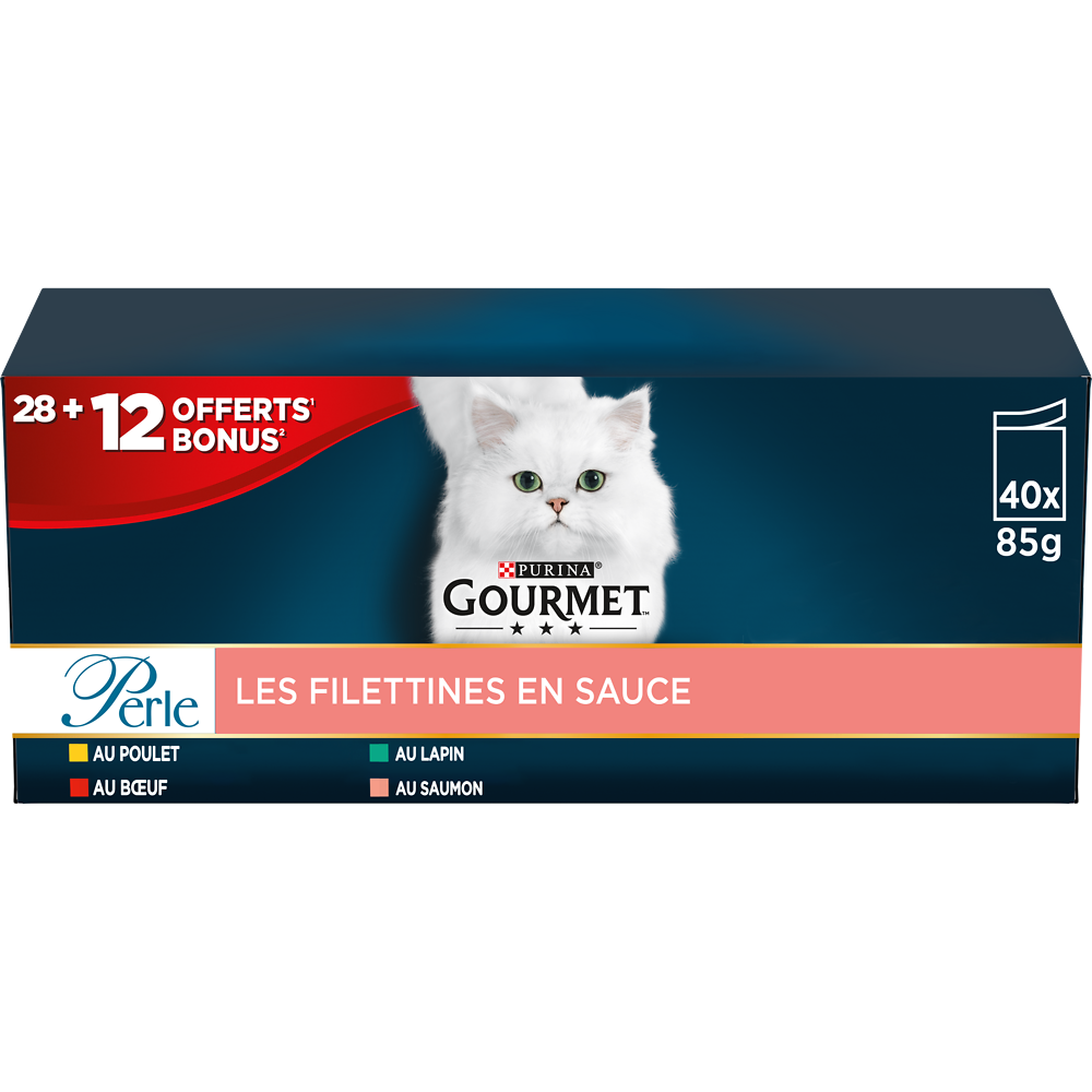 Sachets fraîcheur Filettines en sauce PURINA gourmet perle 40x85g (28+12)