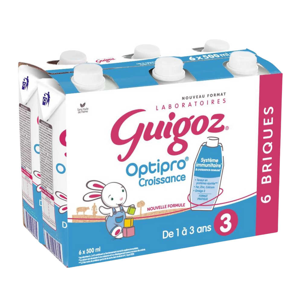 Lait croissance liquide dès 12M GUIGOZ OPTIPRO - Briques 6x500ml