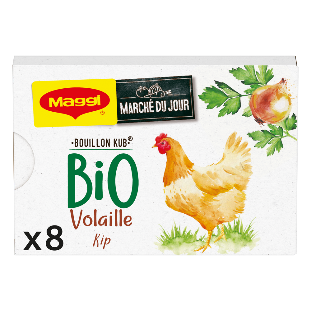 Bouillon cube bio volaille MAGGI, boite de 8 cubes, 80g