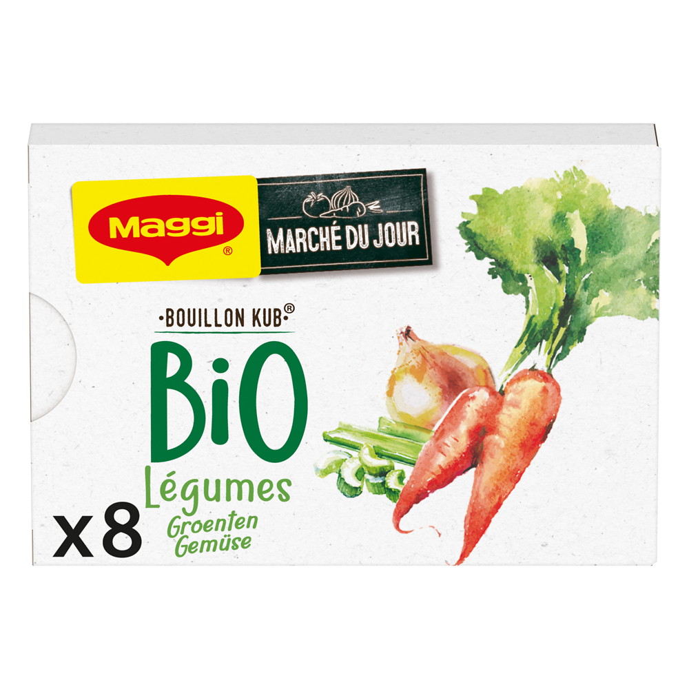 Bouillon cube bio légumes MAGGI, boite de 8 cubes, 80g