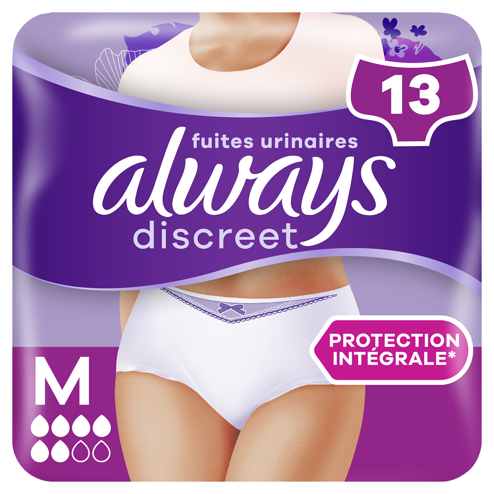 Culottes pour fuites urinaires 5 drops ALWAYS DISCREET M X13