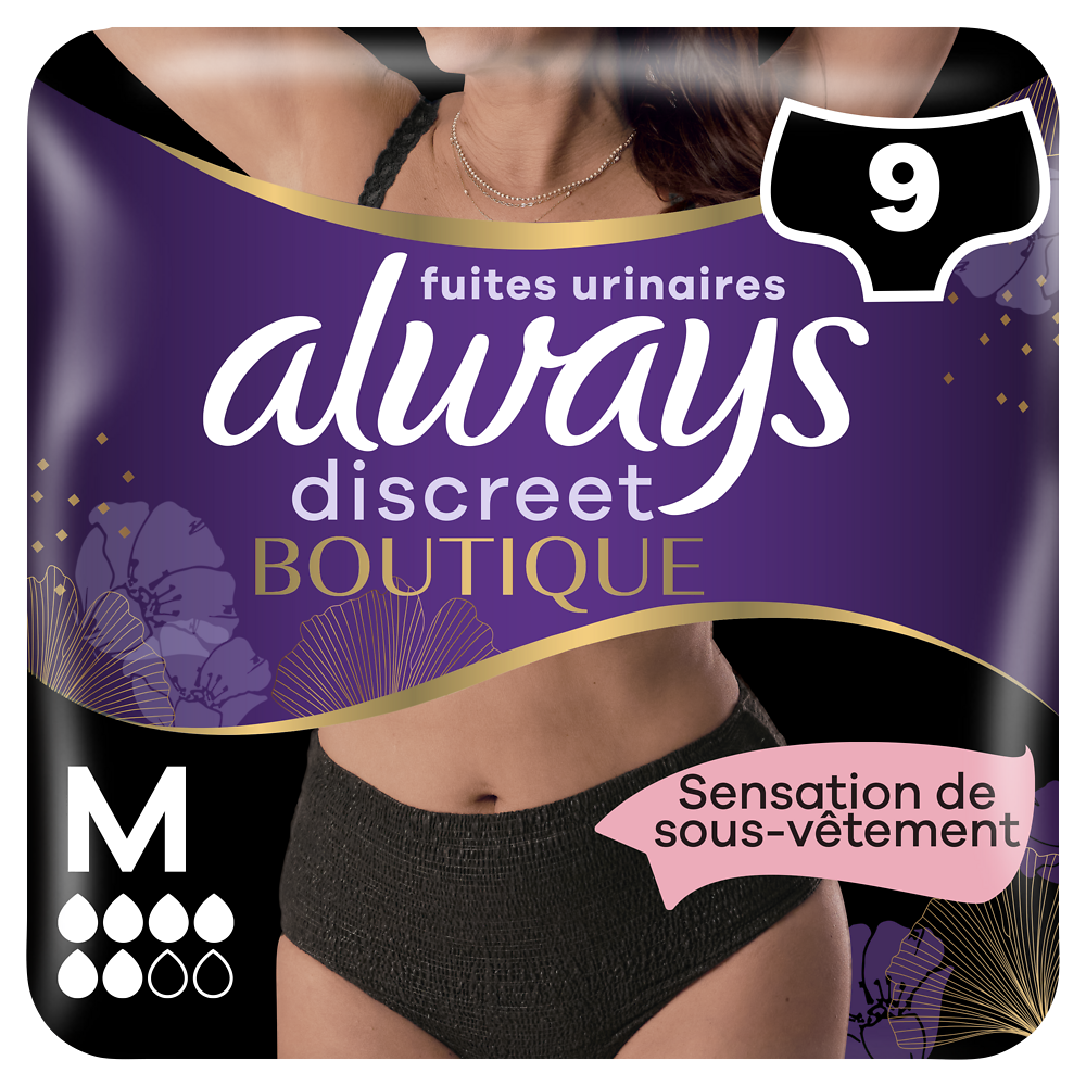 Culottes fuites urinaires 6 drops black ALWAYS DISCREET M X9