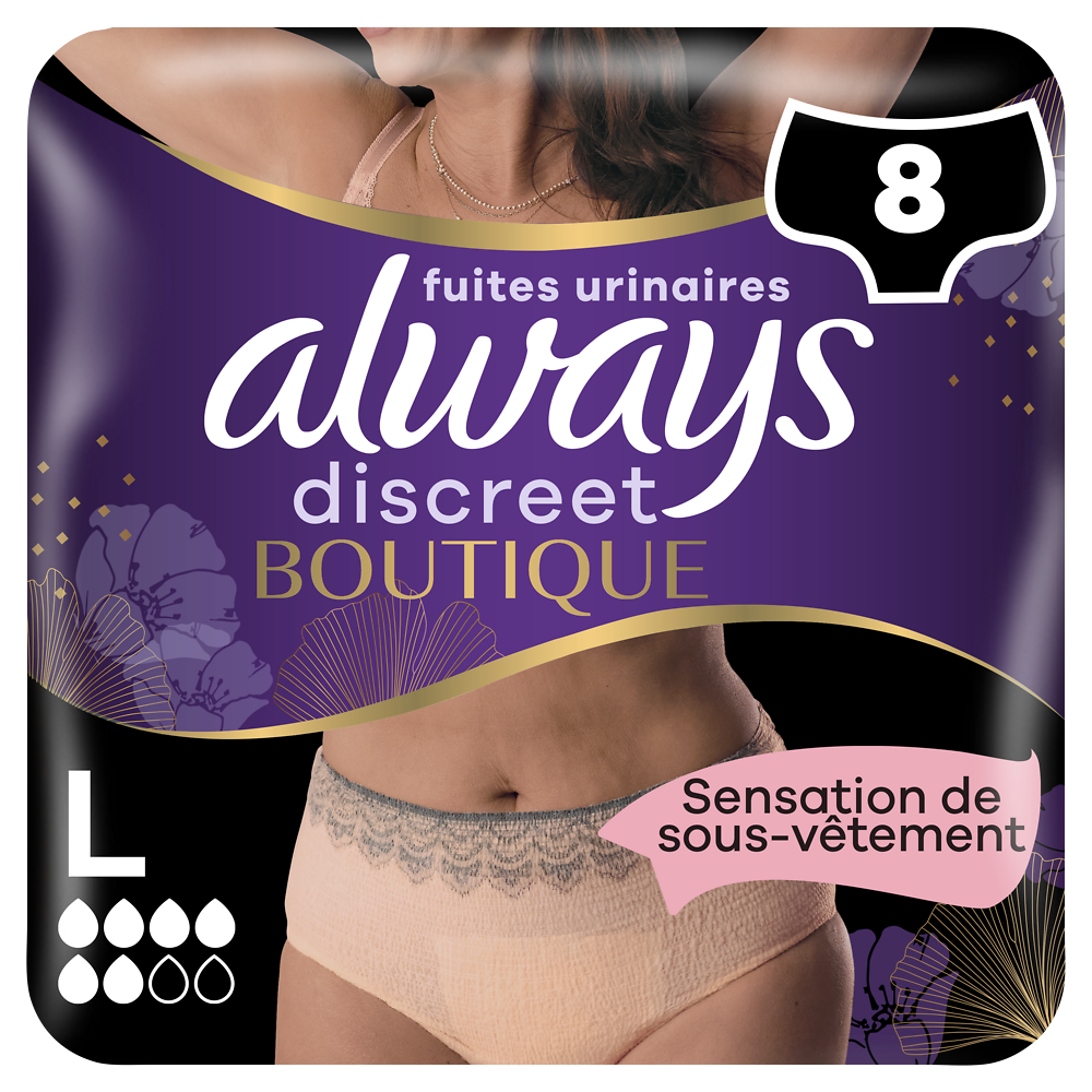 Culottes pour fuites urinaires 6 drops ALWAYS DISCREET L X8