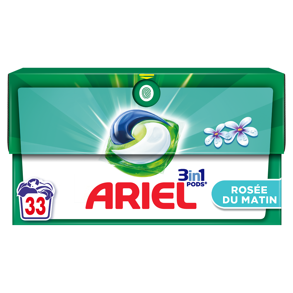 Lessive dose 3in1 PODS, Lavages Capsules Liquides ARIEL, 33 Lavages, Rosée