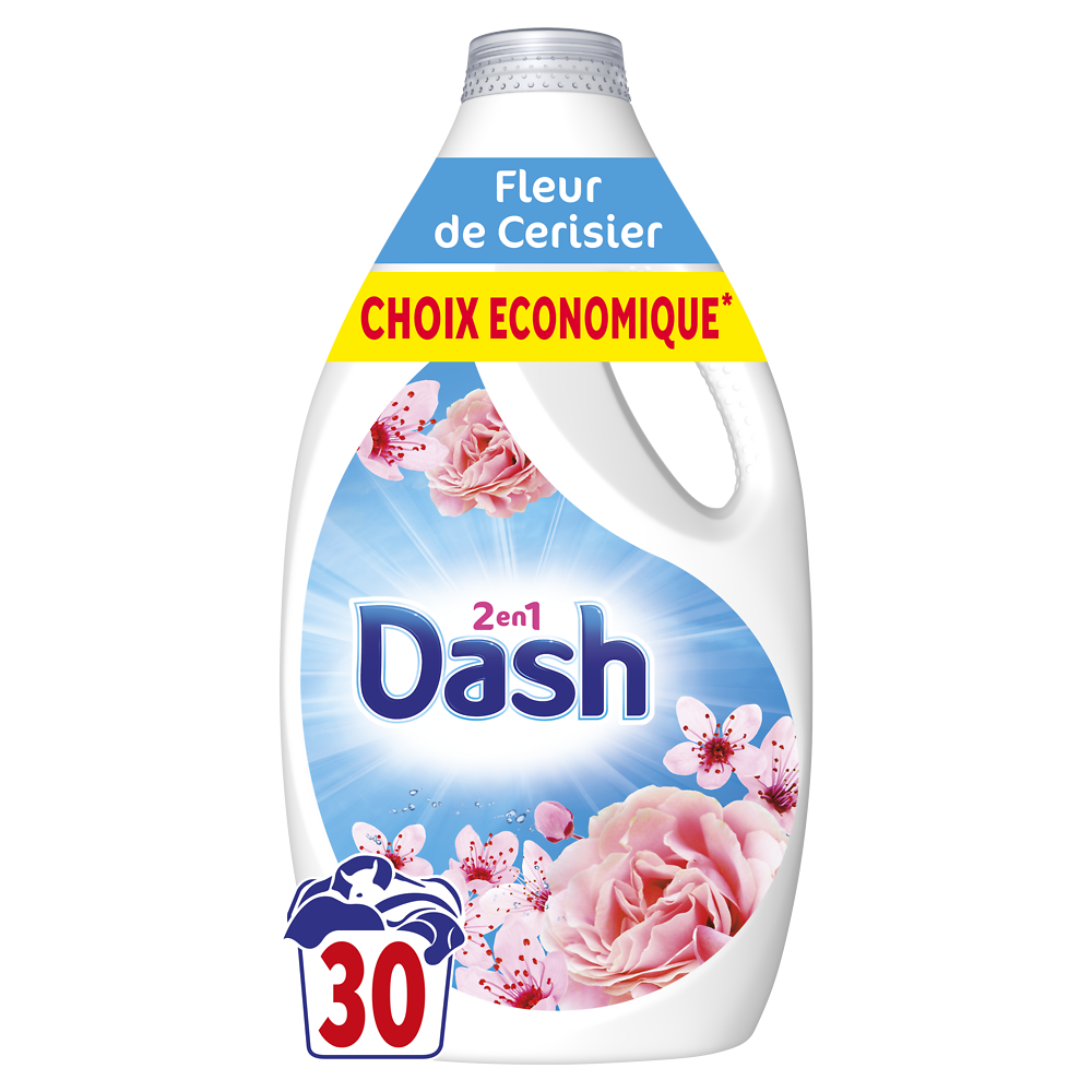 Lessive liquide Fleur de cerisier et Eau de Rose DASH - x30