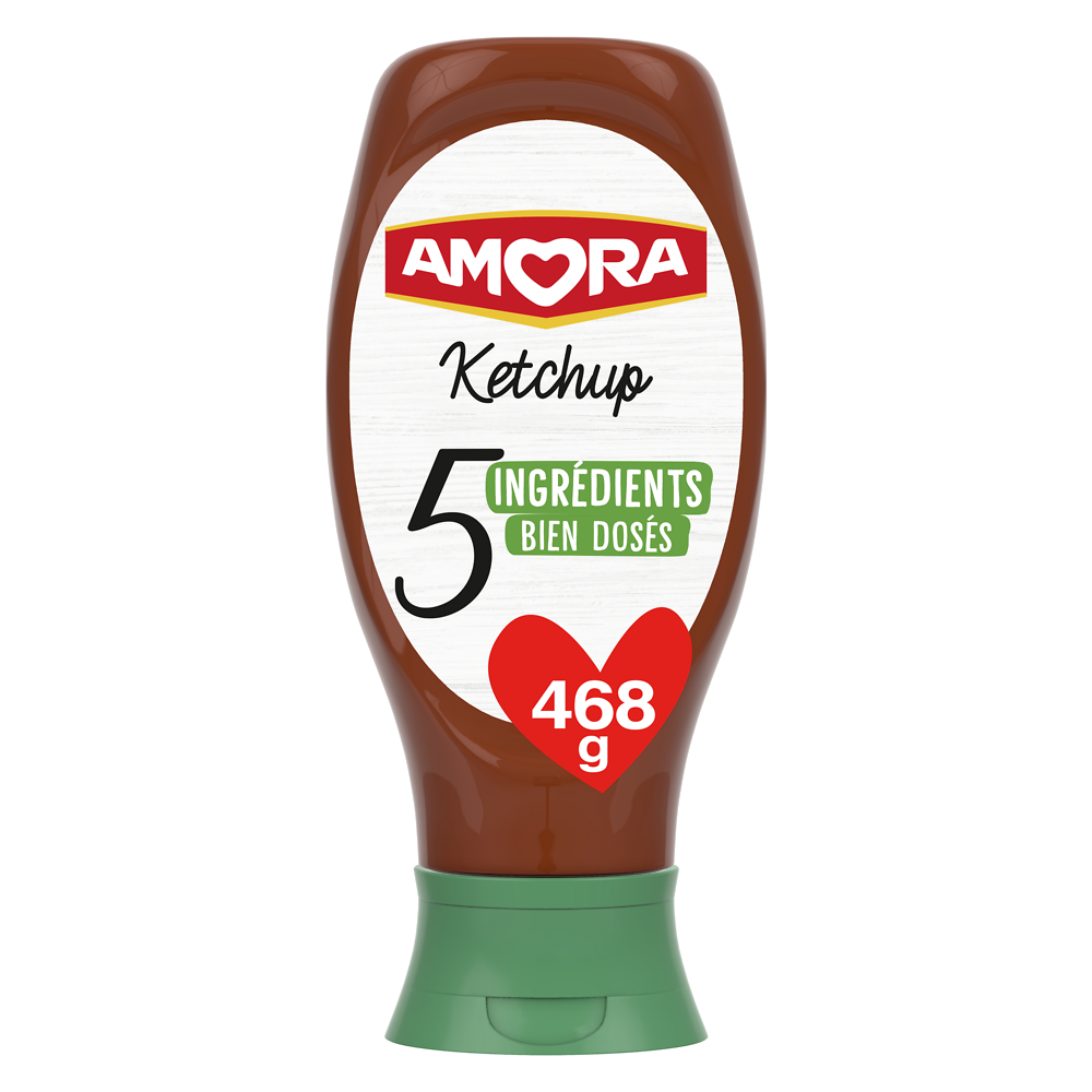 Ketchup 5 ingrédients AMORA flacon souple 468g