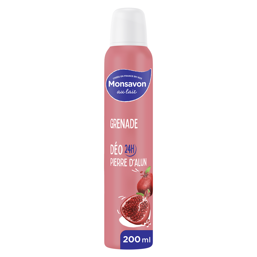 Déodorant à la pierre d'alun parfum grenade hibiscus MONSAVON, 200ml