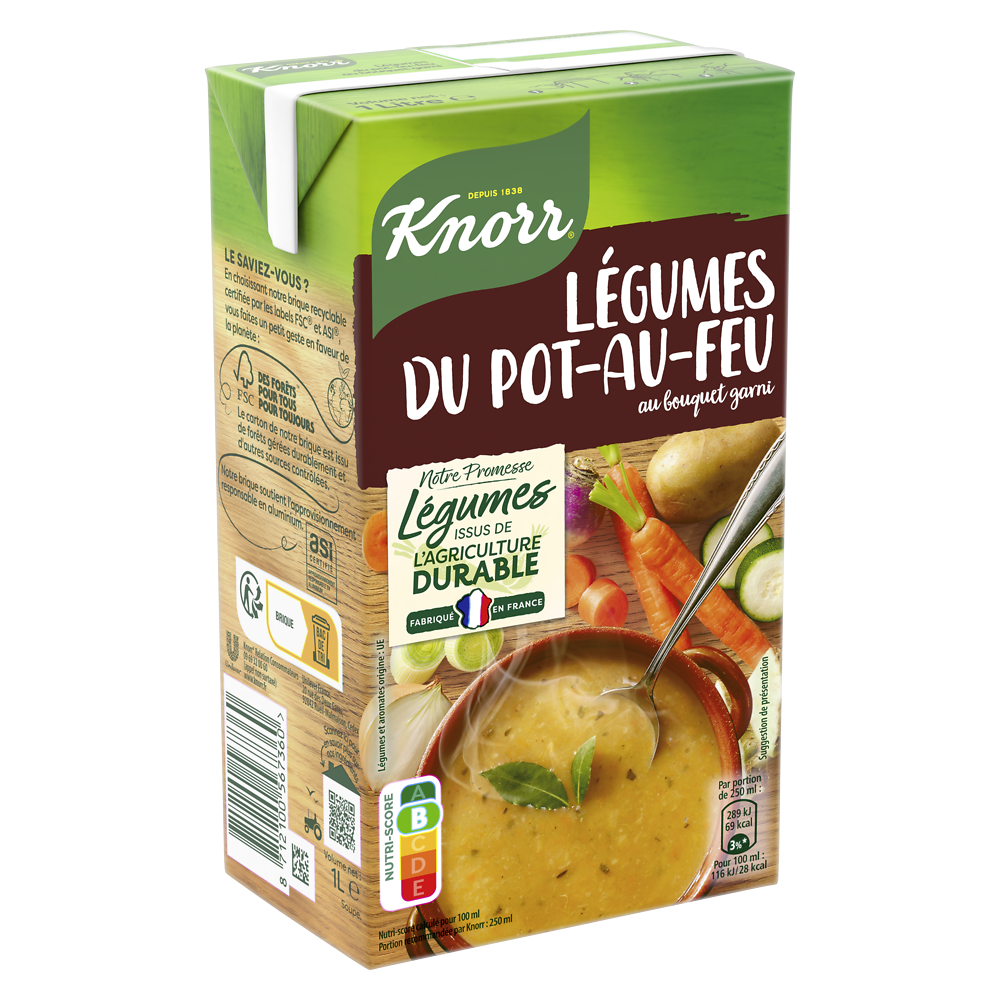 Soupe Secrets de grand mère aux légumes du pot au feu au bouquet garniKNORR,brique de 1 litre