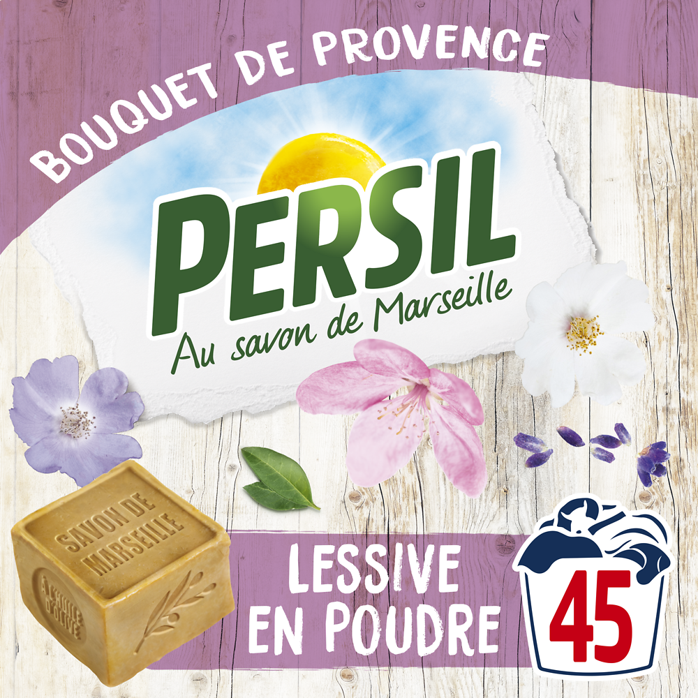 Lessive poudre bouquet de Provence PERSIL, baril de 45 mesures, 3,150kg