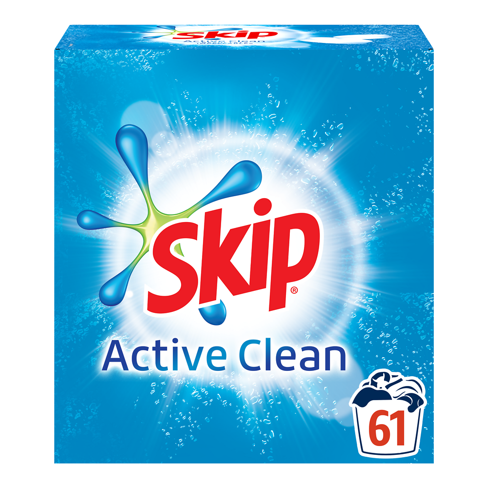 Lessive poudre active clean SKIP baril 61 mesures, 4,27kg