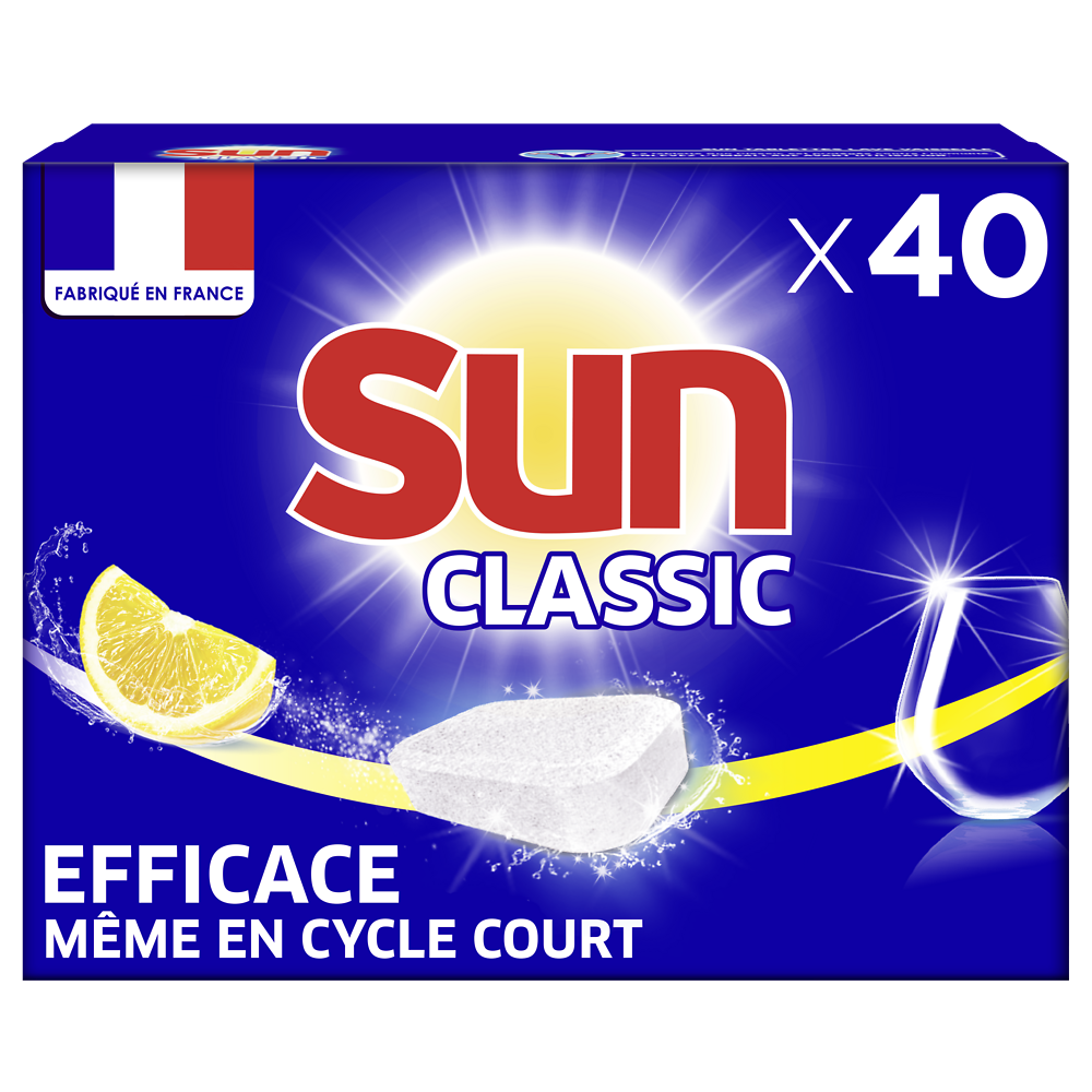 Tablette lave vaisselle classique citron SUN, 40 doses 380g