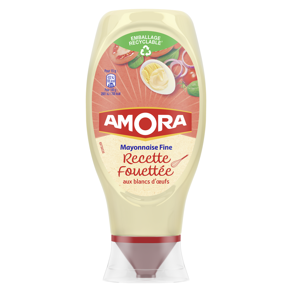 Mayonnaise fine recette fouettée AMORA, tube de 398g