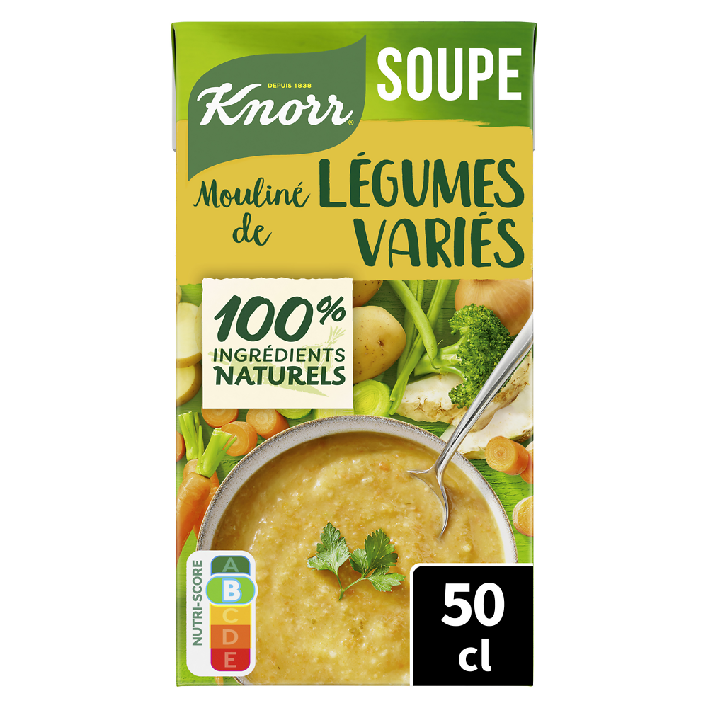 Soupe Mouliné légumes variés riche en légumes KNORR, brique de 50cl