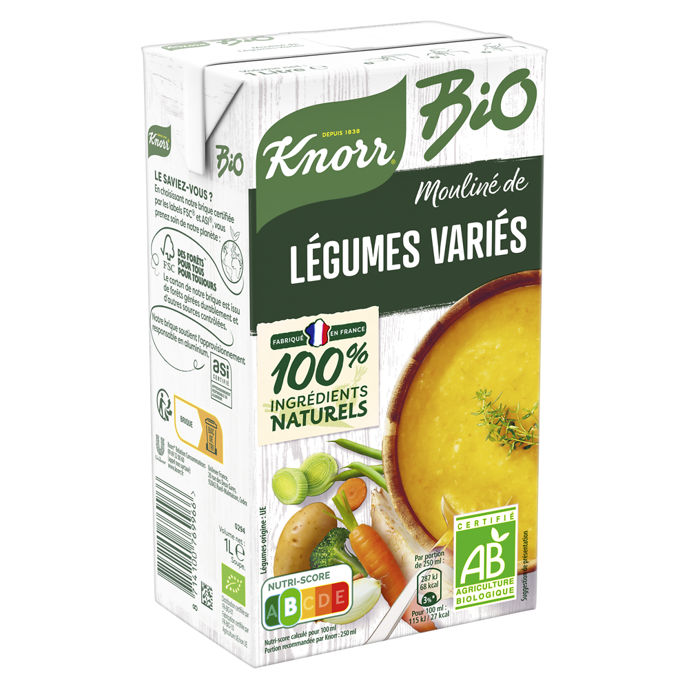 Mouliné légumes variés du potager Bio KNORR, brique de 1 litre