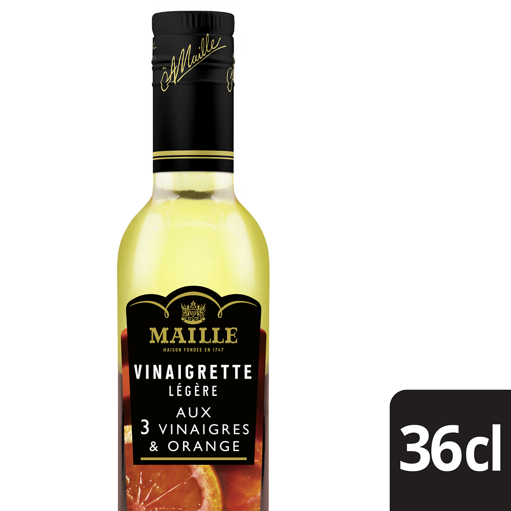 Vinaigrette aux 3 vinaigres et point d'orange MAILLE, bouteille de 36cl