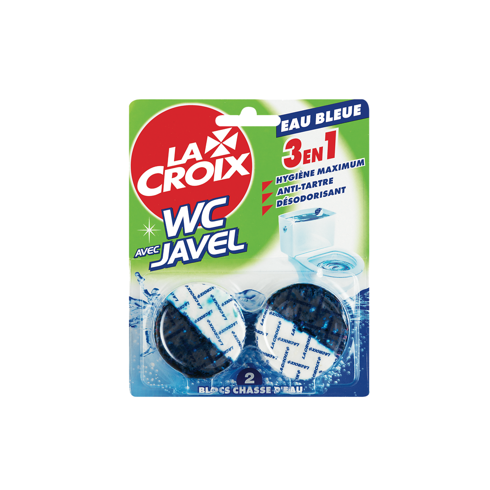 Bloc pour chasse d'eau avec javel Eau Bleue LA CROIX, 2 blocs