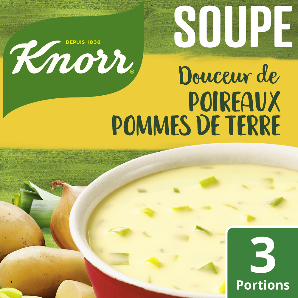 Soupe Douceur poireaux pomme de terre pointe crème oignons KNORR, 75cl