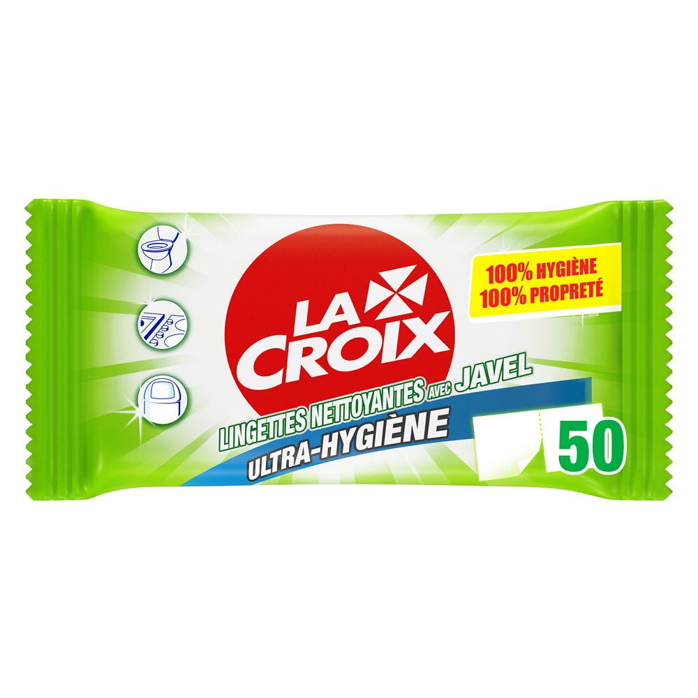 Lingettes nettoyantes avec javel Fraîcheur Pure LA CROIX, x50