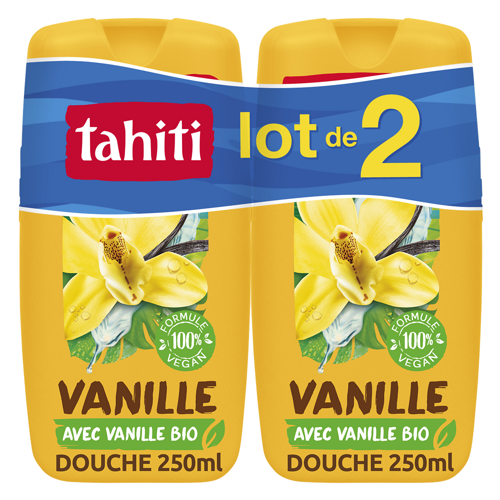 Douche origine vanille gourmande TAHITI, flacon 2x250ml