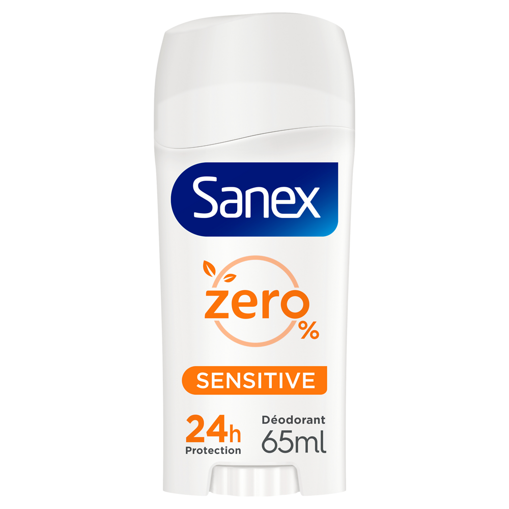 Déodorant 24H de protection 0% sensitive SANEX, stick de 65ml