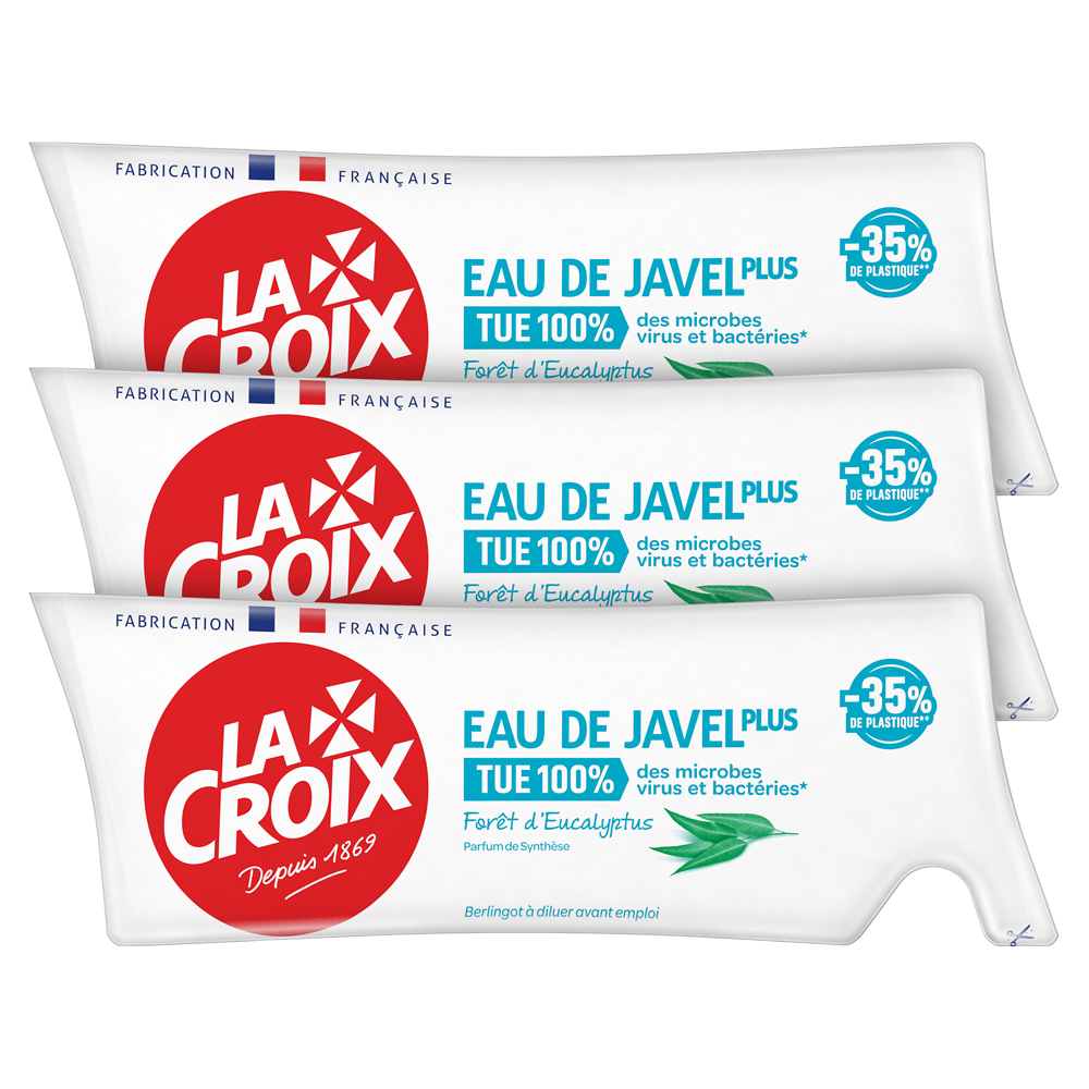 Eau de javel plus eucalyptus LA CROIX tripack 3x250ml