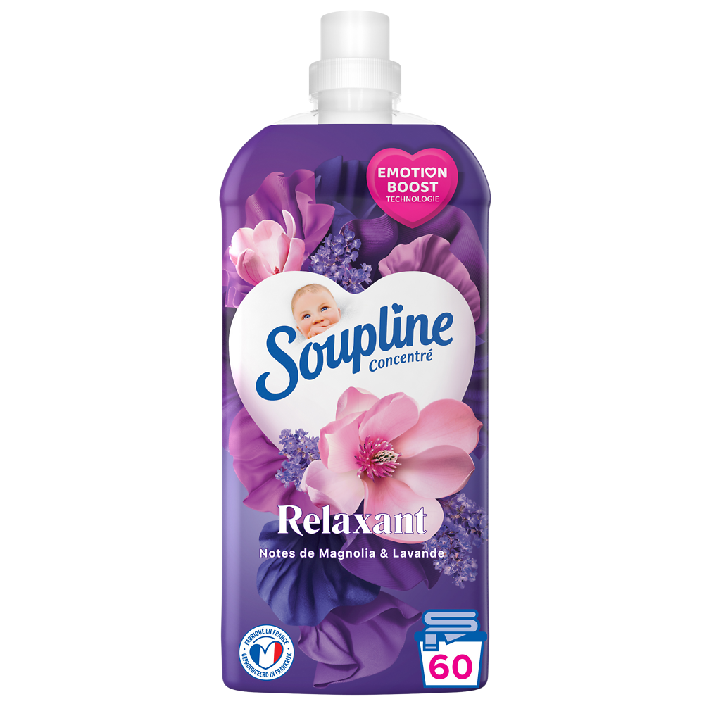 Adoucissant concentré SOUPLINE 3D Fraîcheur parfumée magnolia - 1,28L