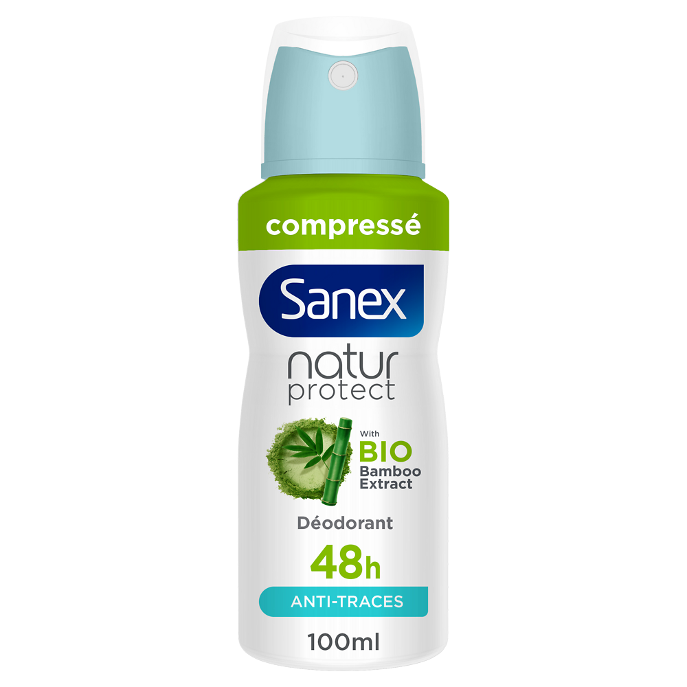 Déodorant natur protect bamboo anti traces blanches compressé SANEX 100ml