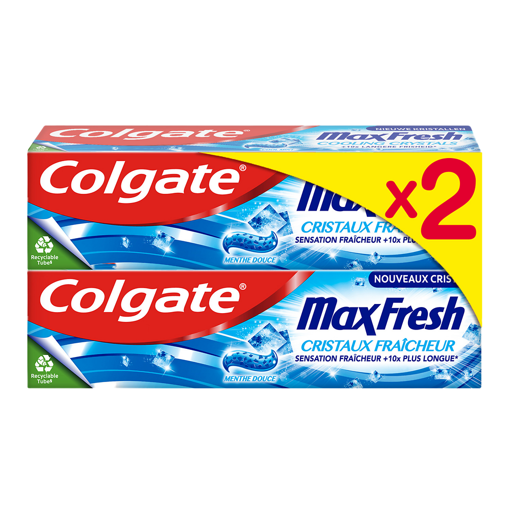 Dentifrice Cristaux Fraicheur COLGATE Max Fresh 2x75ml