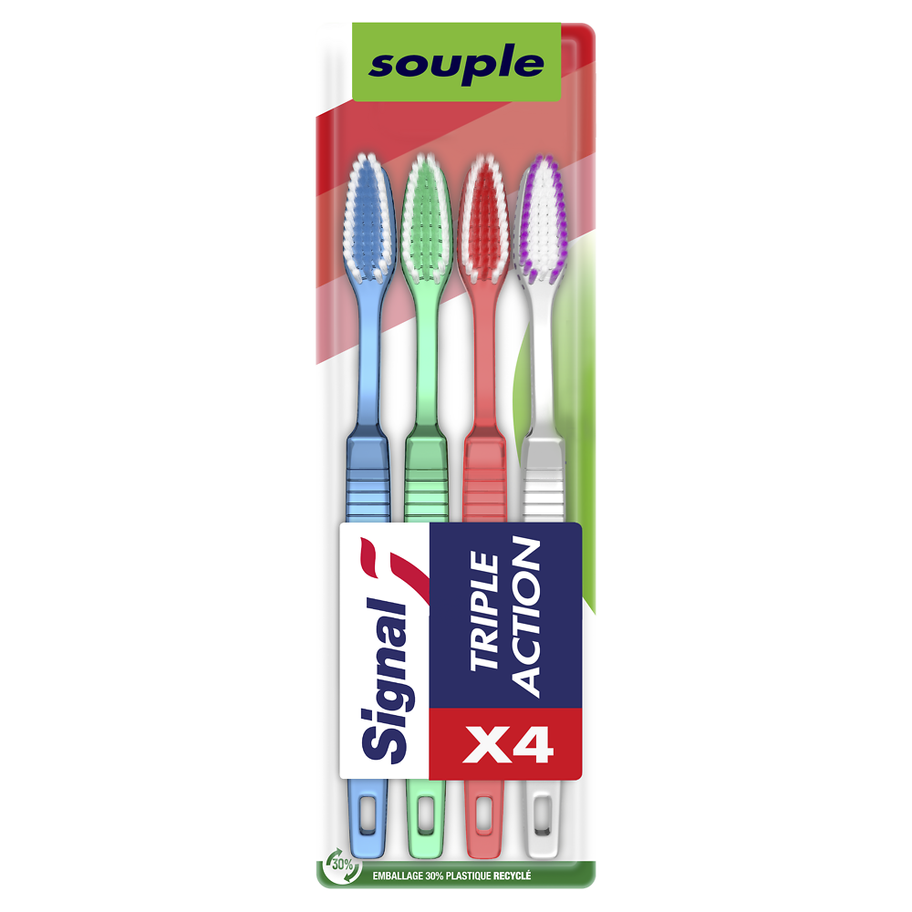 Brosse à dents manuelle triple action souple SIGNAL x4