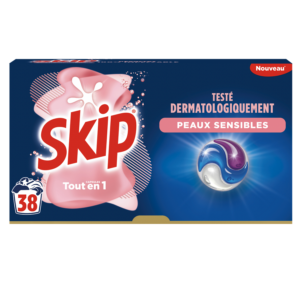 Lessive 3 en 1 sensitive SKIP 38 capsules 0,806kg