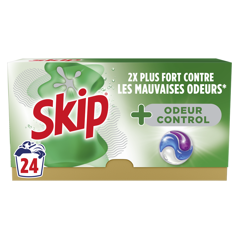 Lessive capsules hygiène anti-odeur 3 en 1 SKIP x24 capsules