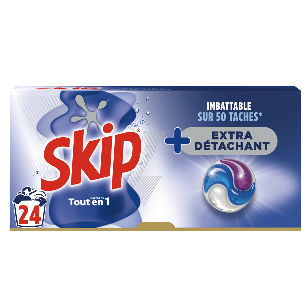 Lessive capsule hygiène 3 en 1 SKIP x24 capsules