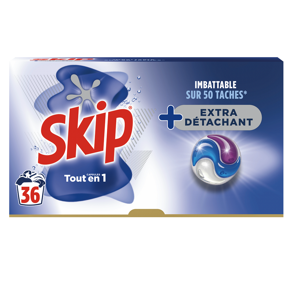 Lessive 3 en 1 Hygiène SKIP 36 capsules 0,763kg