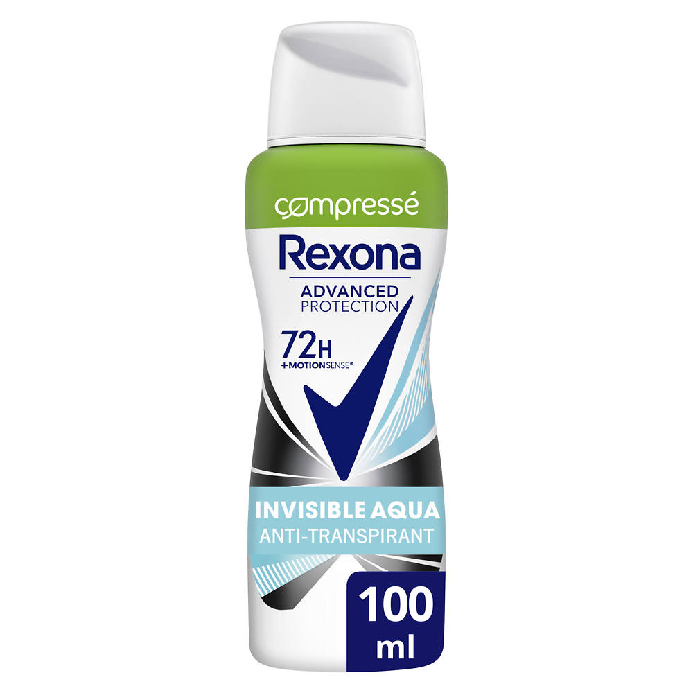 Déo.compressé a/transpirant 72h aqua invisible REXONA 100ml