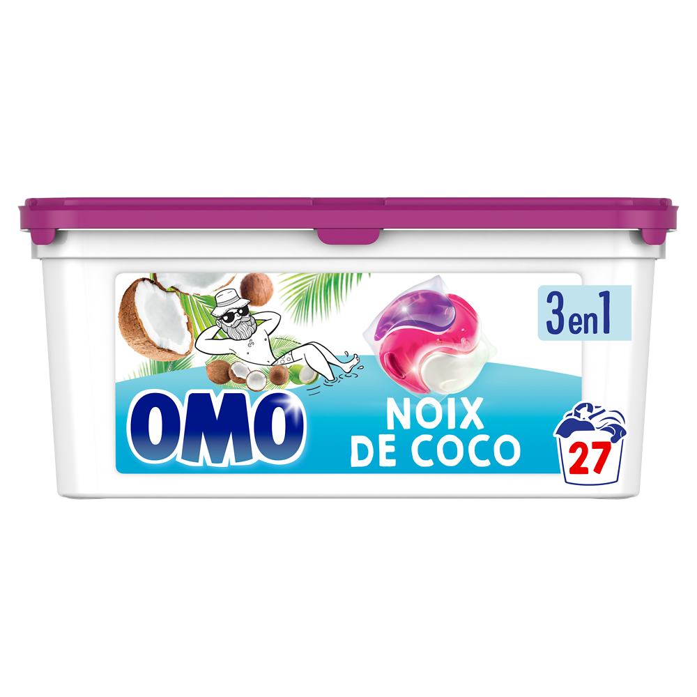 Lessive dosette Noix de Coco OMO 27 capsules 0,467kg