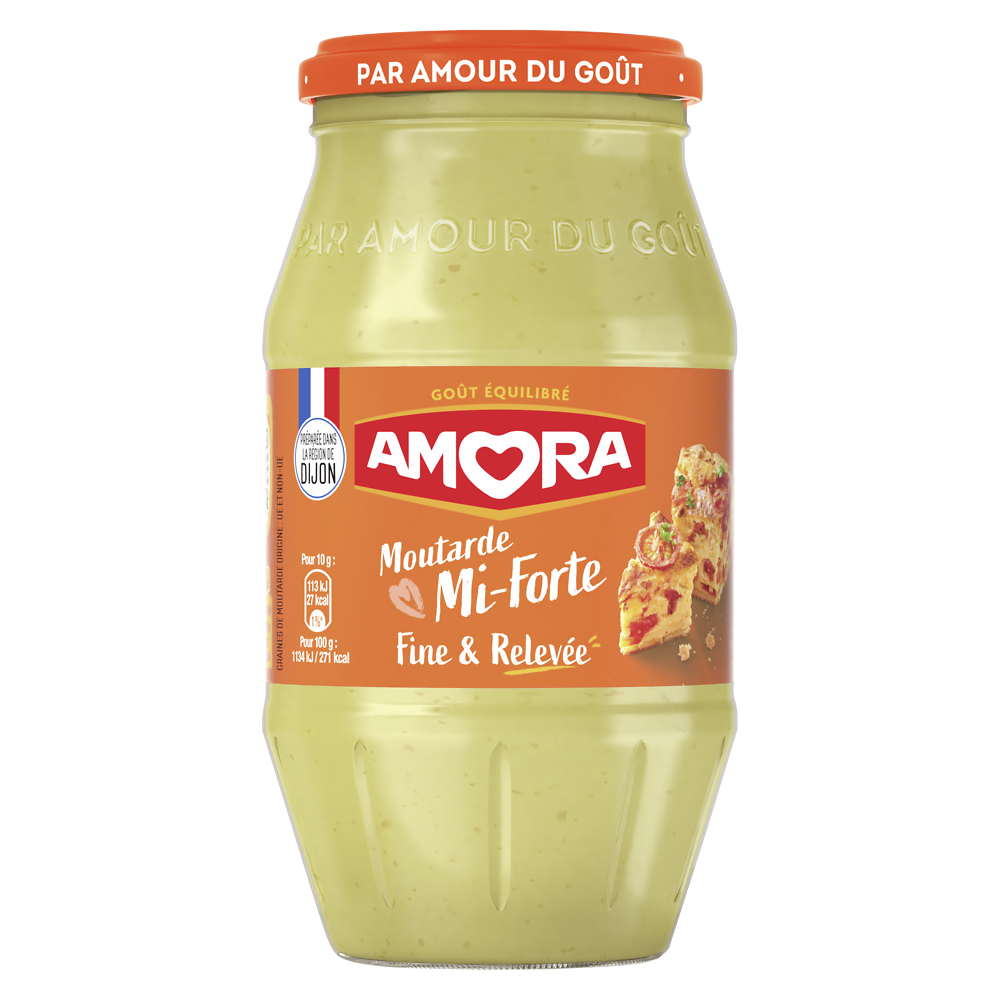 Moutarde mi-forte AMORA, bocal de 415g