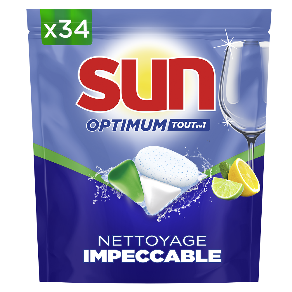 Capsules lave-vaisselle agrumes Optimum SUN x34 510g